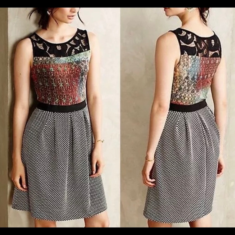 ANTHROPOLOGIE Galina Print Dress Sz M $158